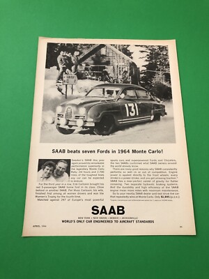 1964 1965 SAAB VINTAGE ORIGINAL PRINT AD ADVERTISEMENT PRINTED