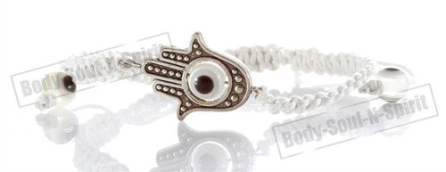 lot 3 HAMSA contre MAUVAIS OEIL cordon BLANC Bijoux Porte-Bonheur de Kabbale - Picture 4 of 6