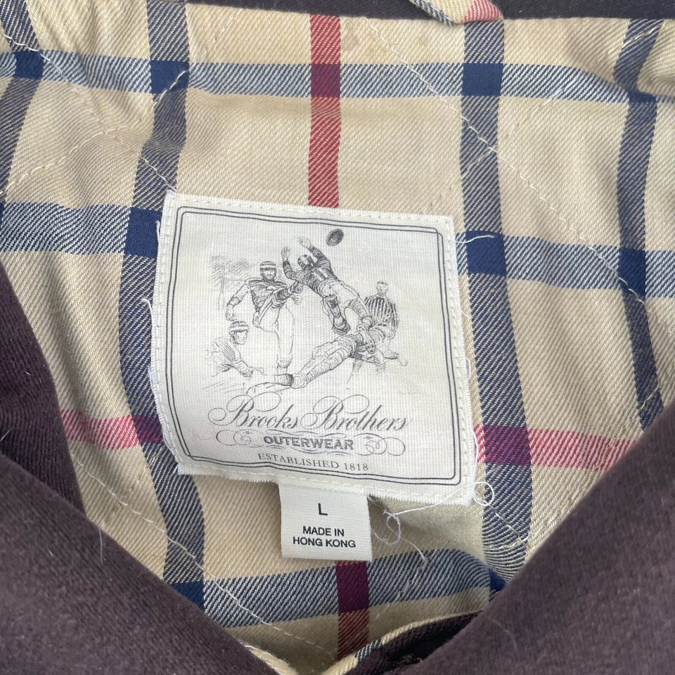 Jaqueta Bomber Masculina Vintage Brooks Brothers Grande Lã Marrom Forrada Zíper Completo Preppy - Imagem 2 de 4