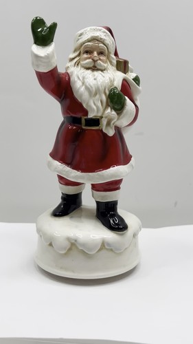 Statuetta vintage Natale Lefton Babbo Natale scatola musicale rotante - Video 1 di 1