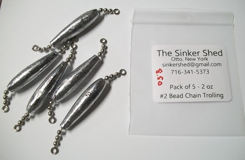 5er Pack - 2 Unzen Inline Trolling Sinkers - #2 75# Perlenkette