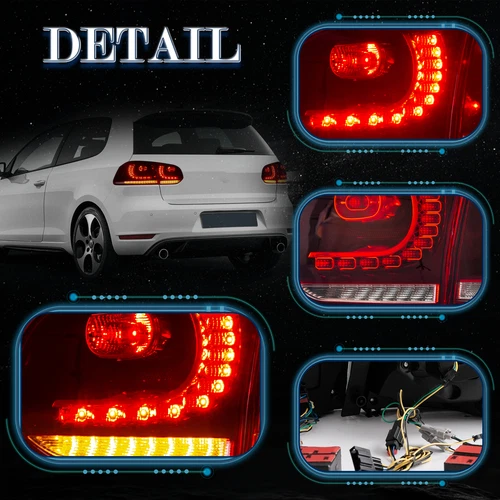 Coppia Fanali Posteriori LED Rosso Fumo per Volkswagen Golf 6 2008-2013 con Sequenziale - Foto 7 di 8
