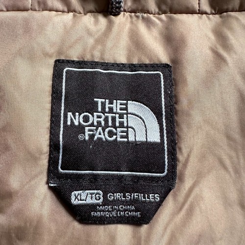 North Face Jacket Girls XL Down Fill *Flaw* Puffer Belted Brown Hood Full Zip - Picture 4 of 13