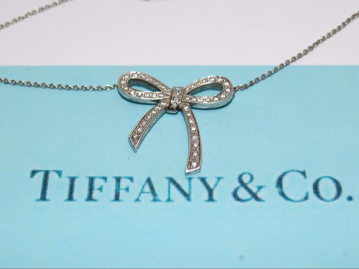 Tiffany Co. Platinum and Diamond Bow Necklace
