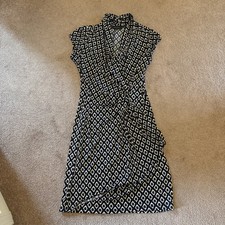 Karen Kane Women's Faux Wrap Dress Dark Navy Ikat Design Size Small