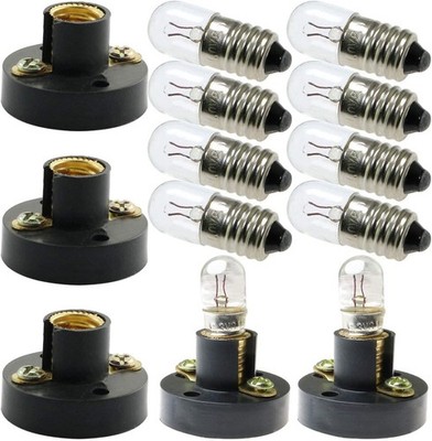 MEETOOT Set of 10pcs Screw Mini Bulb 6.3V and 5pcs E10 Holder... 