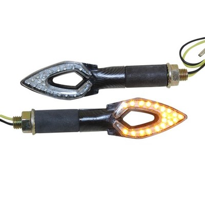 Motorrad Mini Blinker LED Candle carbon klar E-geprüft M10