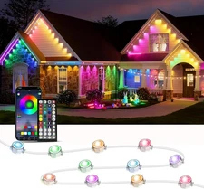 300Ft Permanent Outdoor Lights for House, App & Remote Control, RGB Smart Eaves.