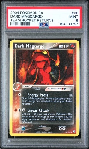 2004 POKEMON EX TEAM ROCKET RETURNS #38 DARK MAGCARGO PSA 9