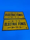 Vintage ELECTRIC FENCE Metal Sign 8" x 4"