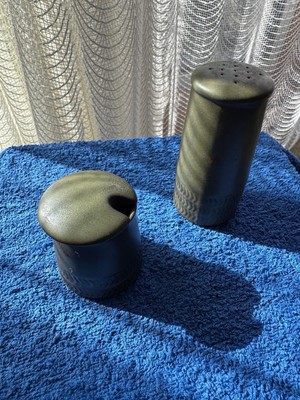 Denby Chevron grüner Steinzeug Pfeffertopf & Senftopf