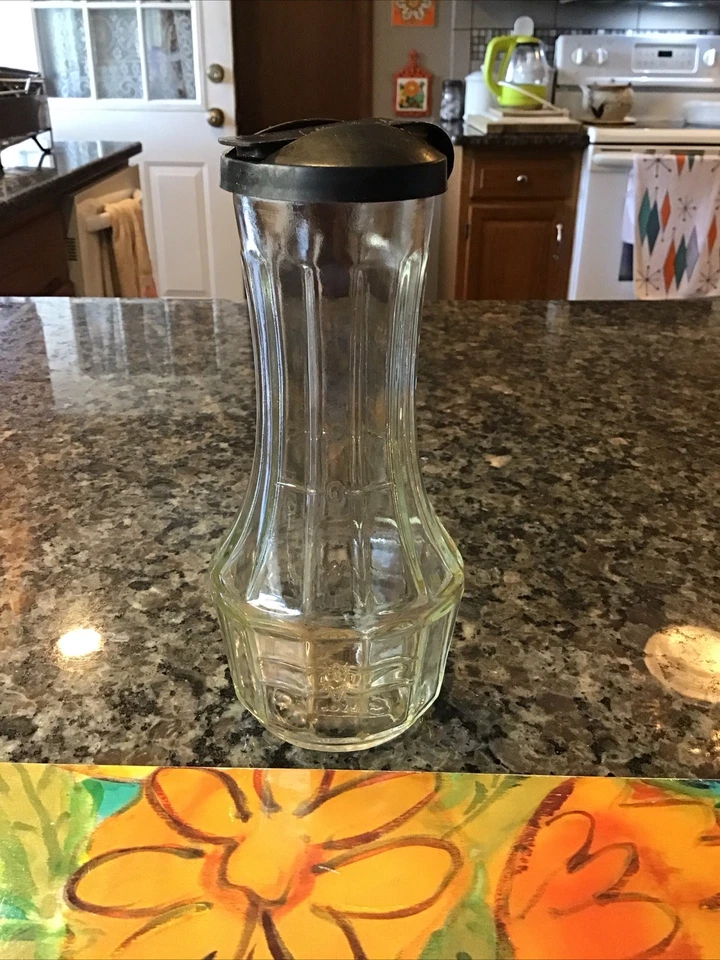 Botella de vidrio acanalado Good Seasons vintage años 70 aderezo para ensaladas Cruet con tapa Foto 3 de 4