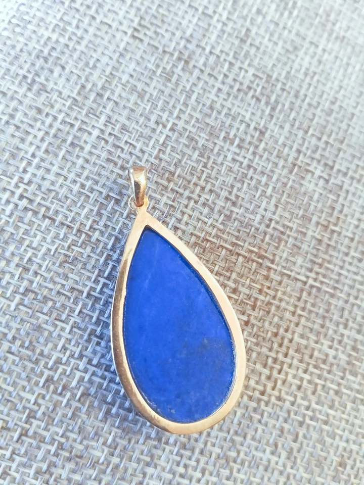 Colgante lágrima lapislázuli 585 oro amarillo 14 quilates Foto 4 de 4