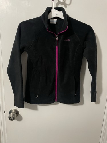 Columbia Fleece Jacket Youth Girl Medium 10/12 Black Full Zip