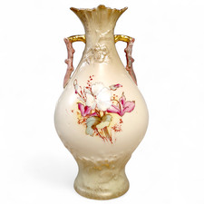 Antique Transferware Ceramic Porcelain Floral Vase 7.5"