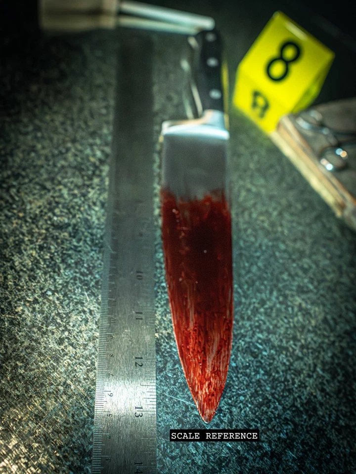 Cuchillo Halloween Kills Michael Myers - Réplica de utilería de cosplay de metal opaco sangriento Foto 2 de 4