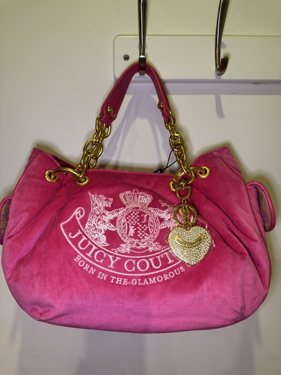 Juicy Couture UK hot pink scottie twig dog fluffy hobo bag S