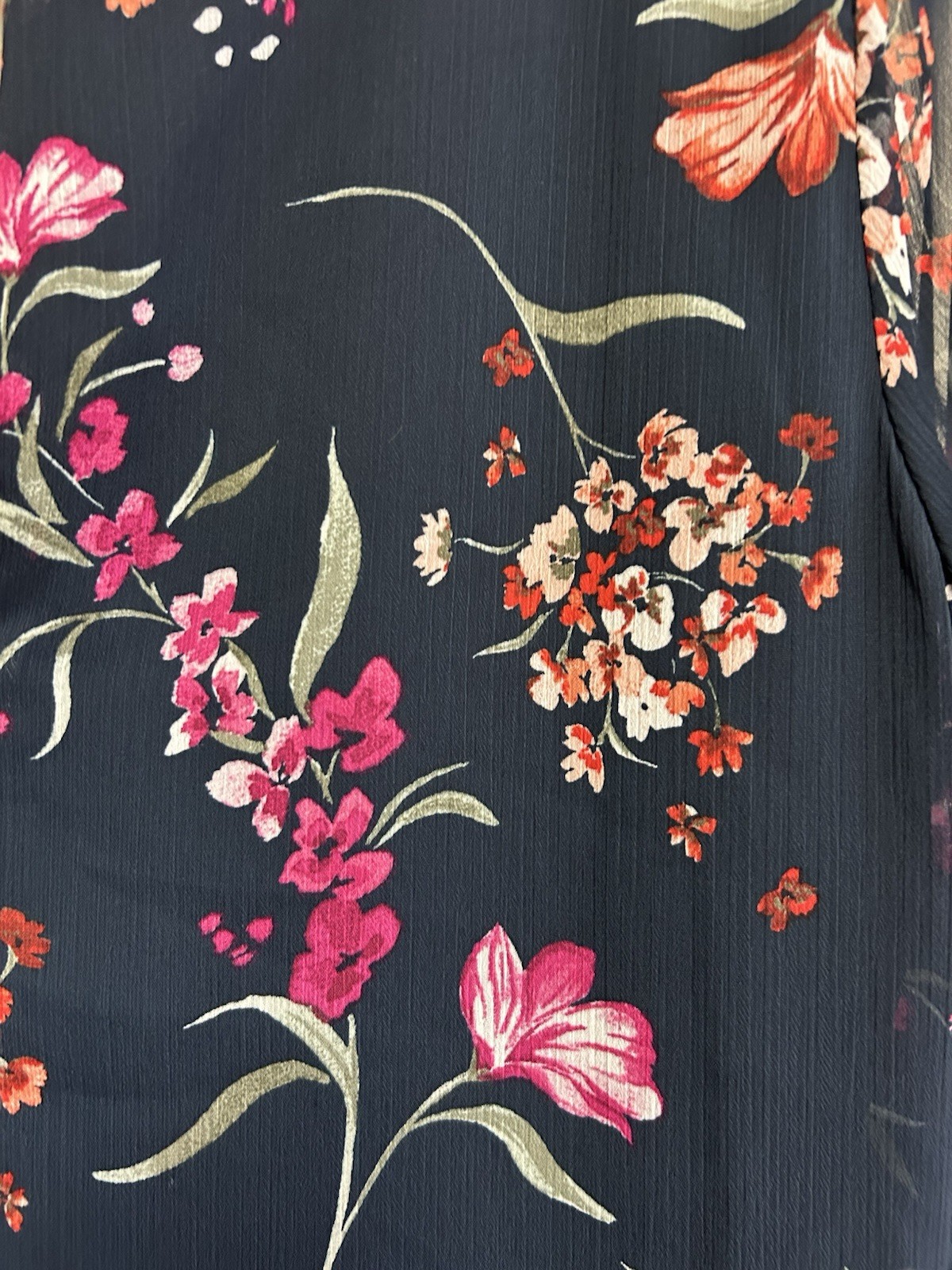 Calvin Klein Dress Size 12 Chiffon Bell Sleeve Black Floral MSRP $119 NWT thumbnail 10