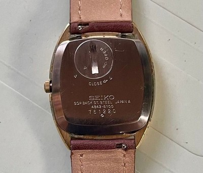SEIKO Grand Quartz 4843-5100 Gold Dial Vintage 1970s Men's Watch