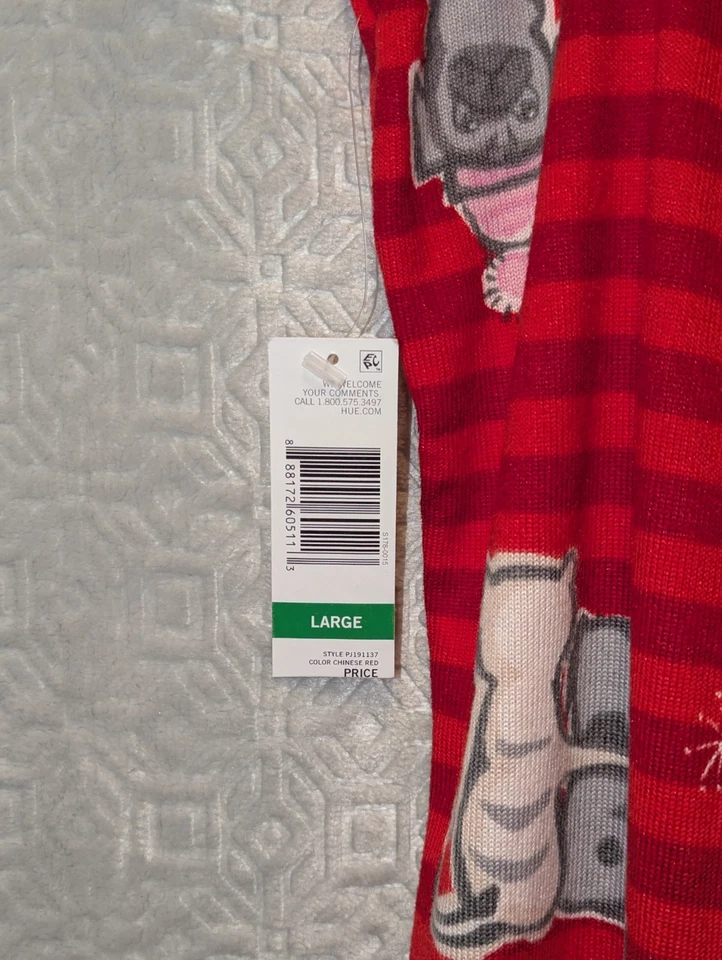 Hue Pajama Pants Red Snuggle Buddies Dog Cat Soft Holiday Classic Sz Large NEW - Image 3 of 4