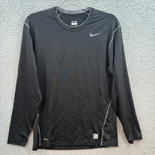 Nike Pro Fitted Shirt Mens Large Black Compression Base Layer Performance Tech