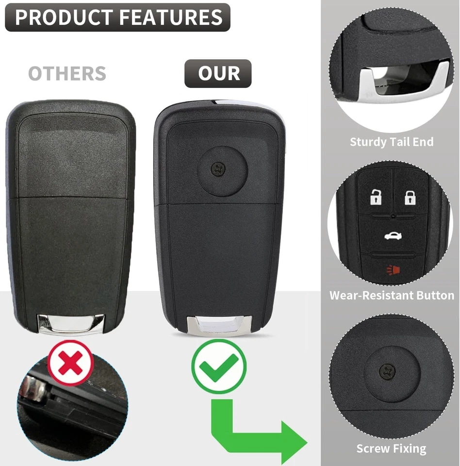 10-15 CAMARO Z28 SS, 10-17 EQUINOX Llavero 4 Botones Mando a Distancia Estuche Kit de Reparación 95631 Foto 4 de 4