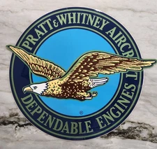 ☆☆☆ Vintage PRATT & WHITNEY AIRCRAFT ENGINE DECAL Large 10" ~  Free Shipping ☆☆☆