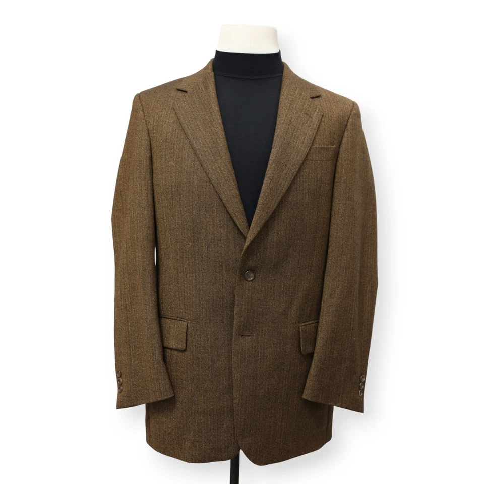 JOSEPH & FEISS Hombre Marrón Sólido 100% LANA Abrigo Deportivo Traje Chaqueta Blazer 38 L Foto 2 de 4
