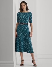 $ 135 Lauren Ralph Lauren Women's Floral Stretch Cotton Midi Dress Size 2XL