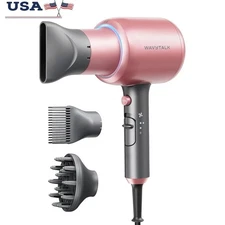 1875W Ionic Hair Dryer Fast Drying Frizz Control 3 Attachments Adjustable Heat