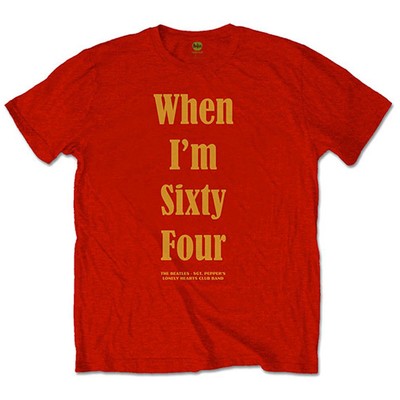 Men's Beatles When I'm Sixty Four (Back Print) Slim Fit T-shirt XX-Large Red