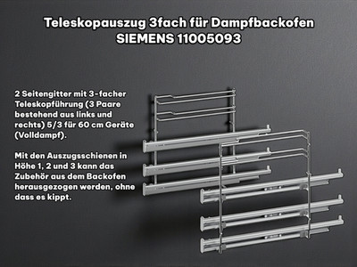 Teleskopauszug 3fach Bosch Siemens 11005093 HZ638D30 Dampfbackofen Backofen Herd
