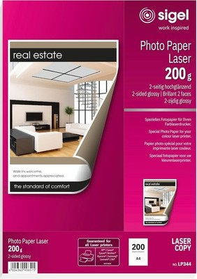 SIGEL LP344 Fotopapier für Laser / Kopierer, A4, 200 Blatt, hochglänzend 200g