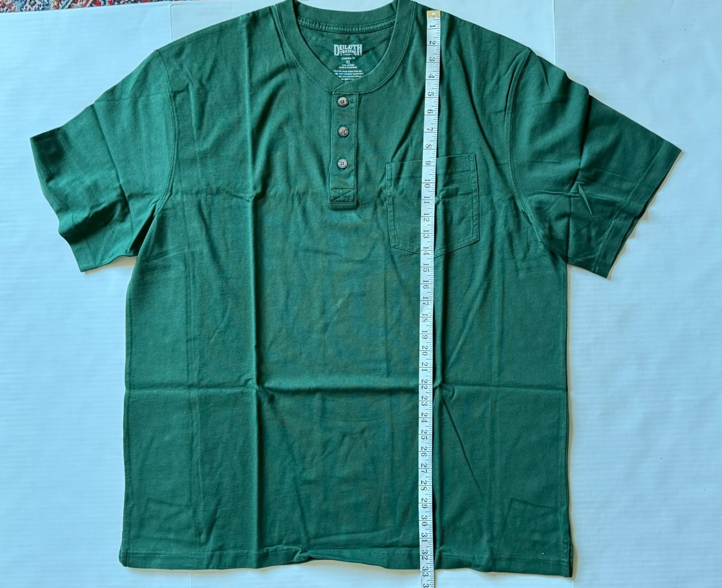 Duluth Trading Co Longtail S/S Henley Relaxed Pocket Tee XL Hunter Green New NWT image 4