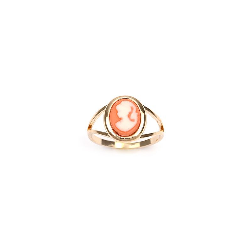Bague Camée orange plaqué or 18 carats de taille 54 pour femme moderne