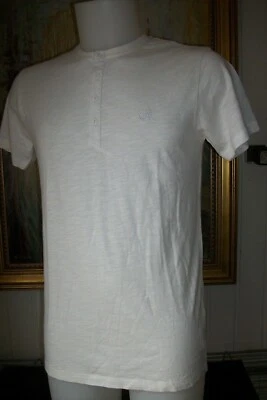 Tee shirt boutonné coton beige ELEMENT M/40 manches courtes brodé - Photo 1/4