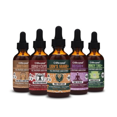 Life Cykel 5 Mushroom + Wild Harvested Kakadu Plum Double Extract 60ml Bundle