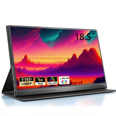 120HZ Portable Monitor, 18,5 Zoll Tragbarer Mobiler IPS Bildschirm Touch FHD HDR