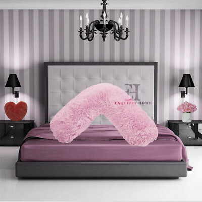 PINK Teddy Bear Fleece Soft V Shape Pillow Case Orthopaedic Back Support  Case UK