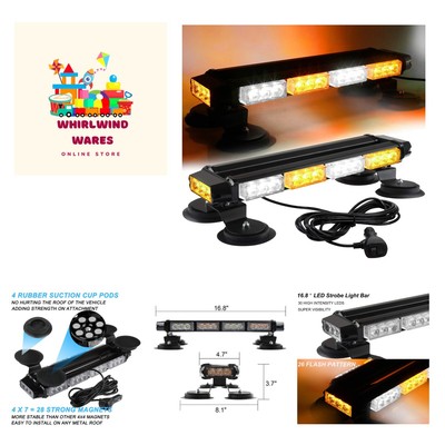 16.8 Inch LED Strobe Flashing Light Bar, 26 Flashing Modes High Intensity Eme...
