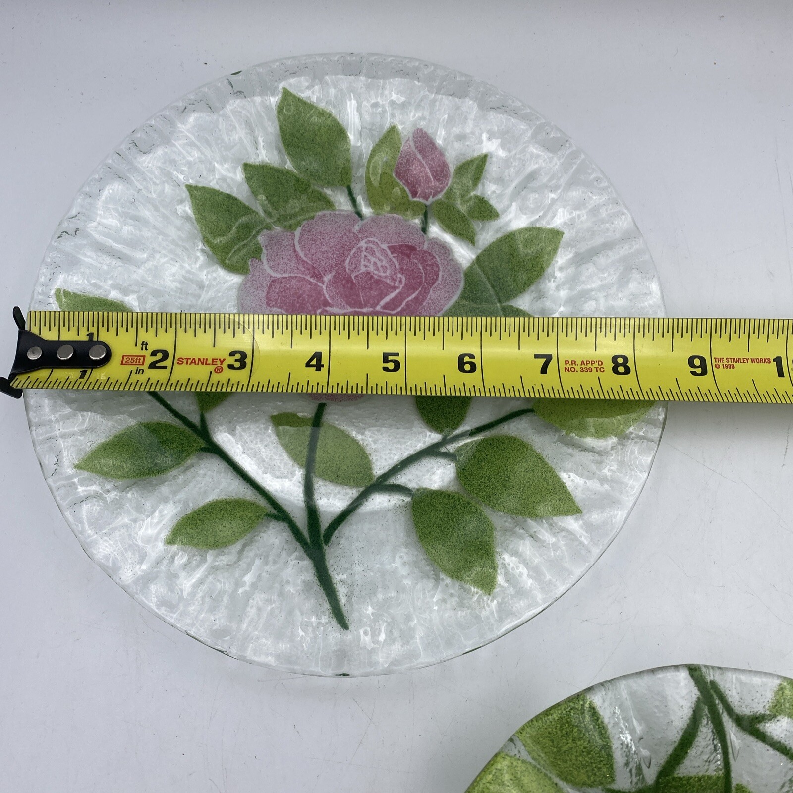 Lot Of 2 Sydenstricker Art Glass Rose Plate And Bowl