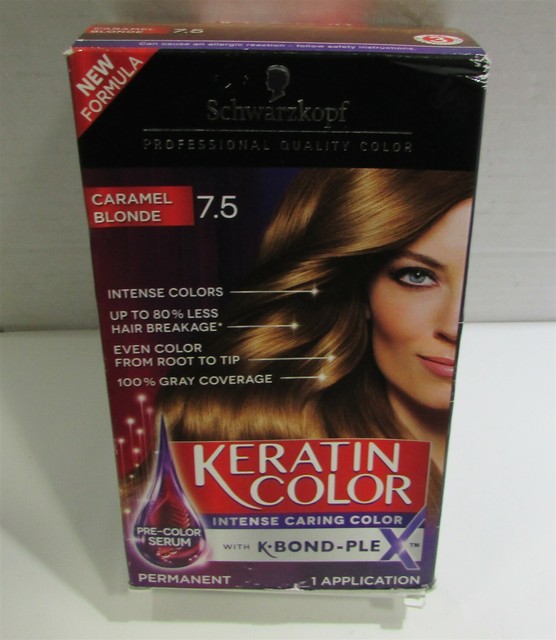 Schwarzkopf Keratin Permanent Hair Color Caramel Blonde Shade 7.5 for