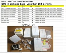 Apple USB-C to VGA Multiport ,Mini Displsayport to VGA Adapter  more LOT OF 24