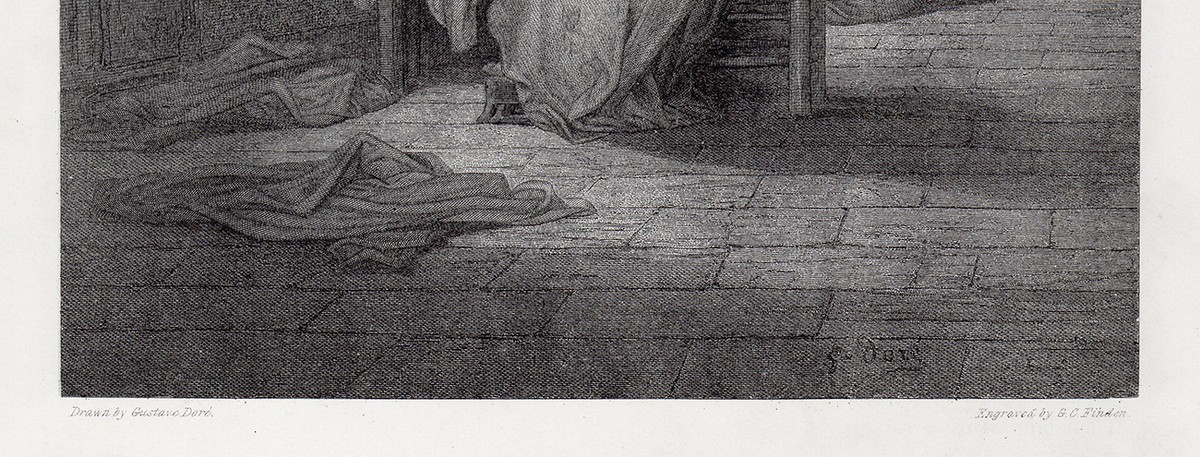 Emotional 1800s GUSTAVE DORE SIGNED Engraving 
