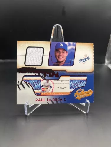 Paul Lo Duca 2002 Fleer Authentix game worn relic jersey JA-PL RIPPED Dodgers