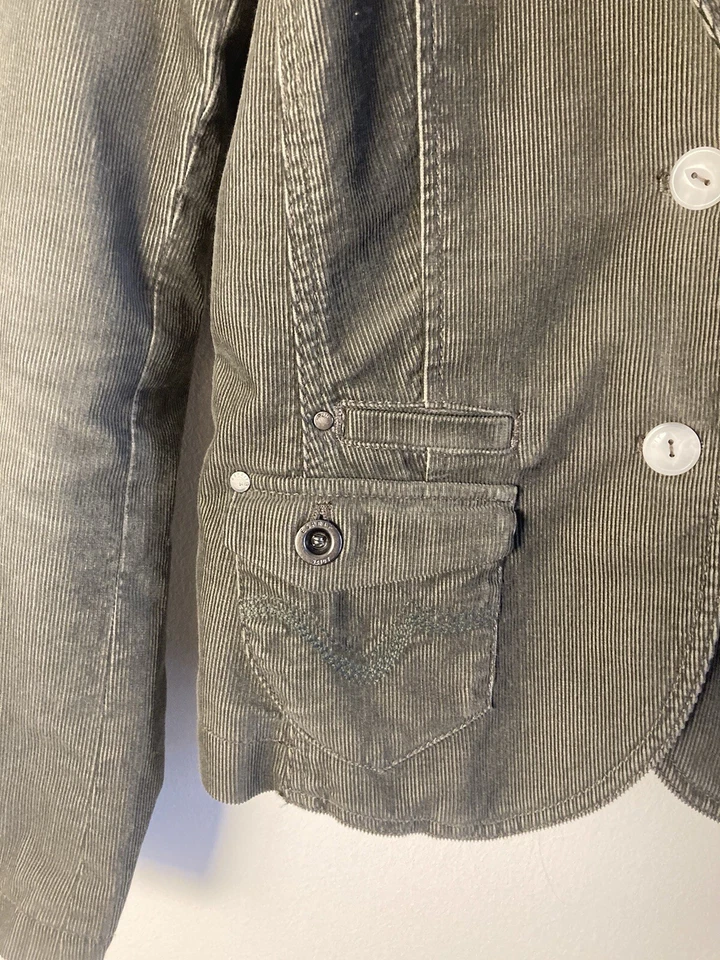 Blazer Chaqueta Gris 6 Artística Boho Vintage Años 90 Y2K ESPRIT Para Mujer Curduroy Foto 4 de 4