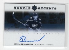 2019-20 ULTIMATE COLLECTION ROOKIE RC ACCENTS AUTO /99 EMIL BEMSTROM - JACKETS