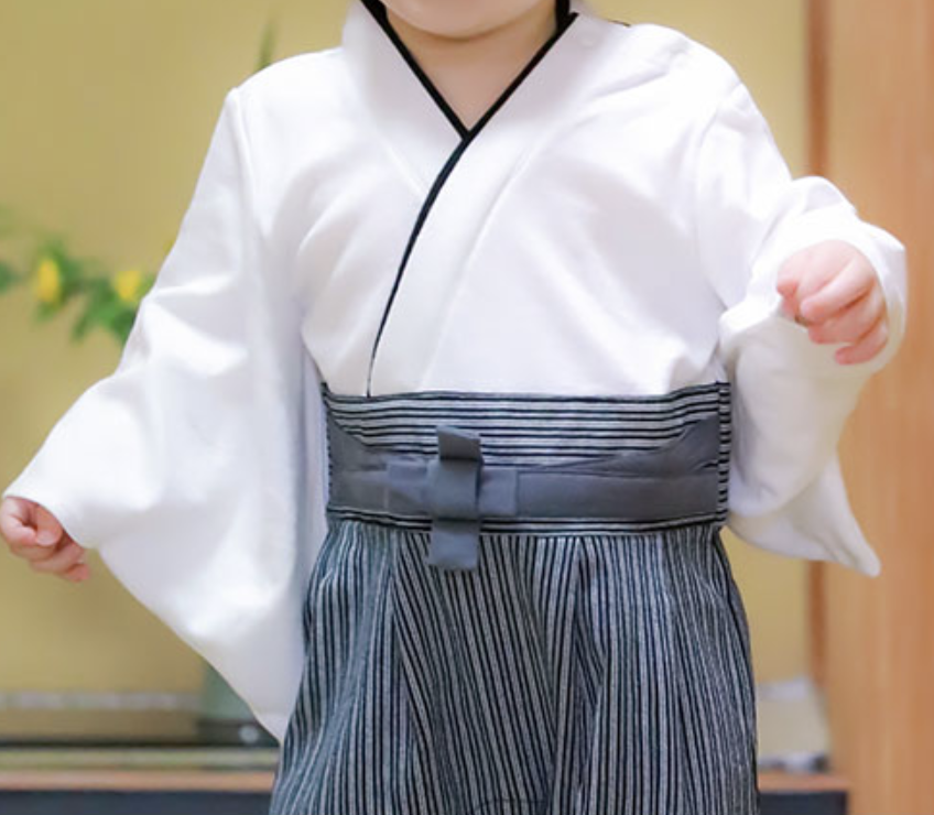 Japanese Baby Kids Kimono Hakama Rompers Cosplay Size:90cm White