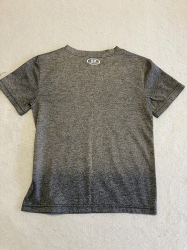 Under Armour T Shirt Kids Boy's 6 Gray Neon Logo Activewear Casual Tee - Picture 3 of 4