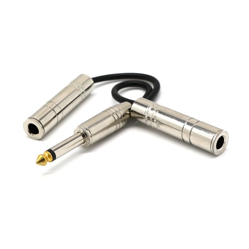 8inch Long 1/4" Jack Male to Dual 1/4" Female Audio Y Splitter Speaker Cable - Image 4 of 4